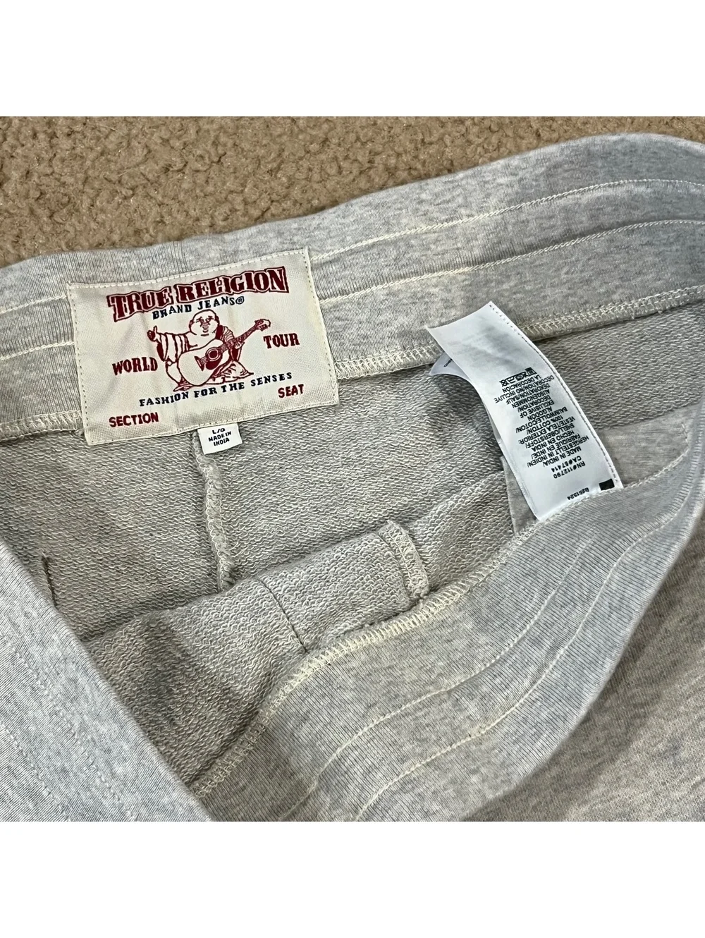 True Religion Mens Jogger Sweatpants Gray Size Large